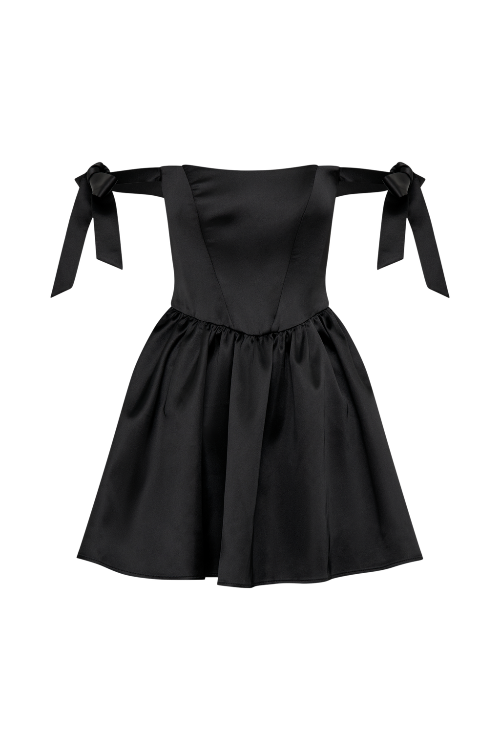Rita Satin Mini Dress With Bow Sleeves in Black – Chic&Drifts