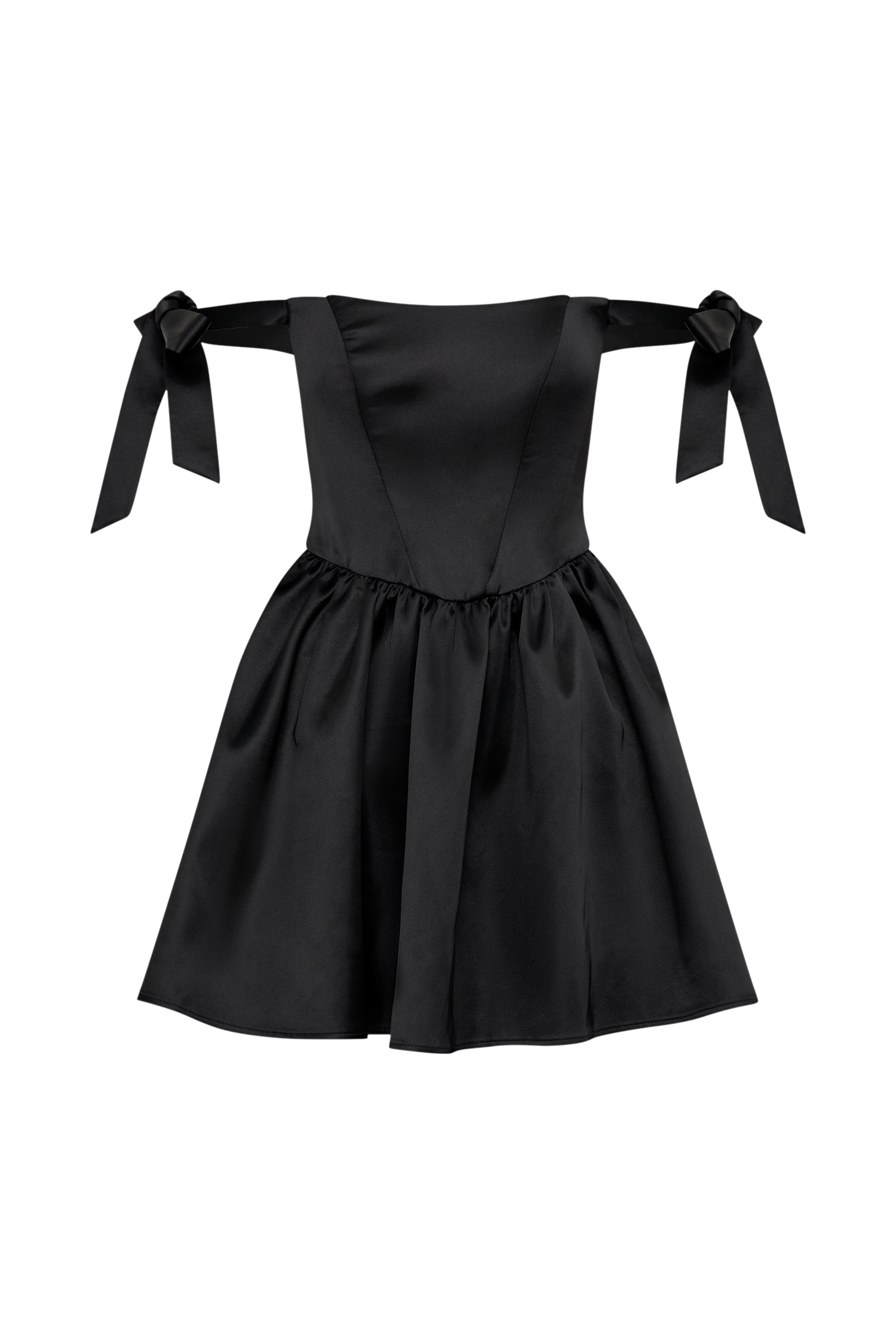 Rita Satin Mini Dress With Bow Sleeves in Black – Chic&Drifts