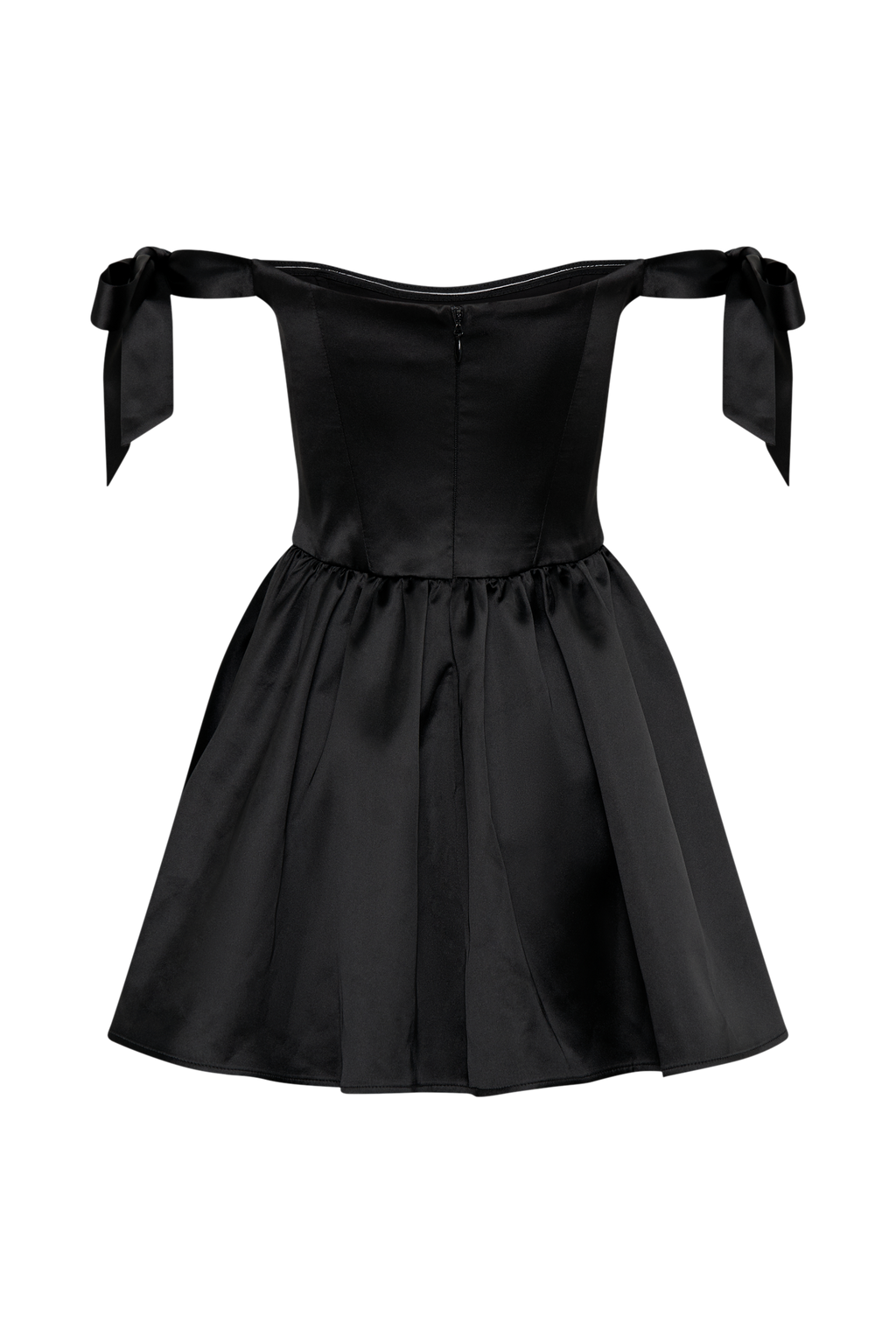 Rita Satin Mini Dress With Bow Sleeves in Black – Chic&Drifts