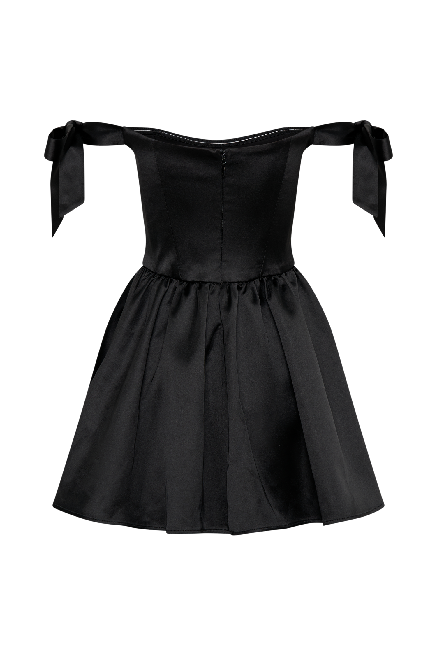 Rita Satin Mini Dress With Bow Sleeves in Black – Chic&Drifts