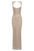 Jasmyn Hot Fix Maxi Dress With Mesh Back in Nude – Chic&Drifts