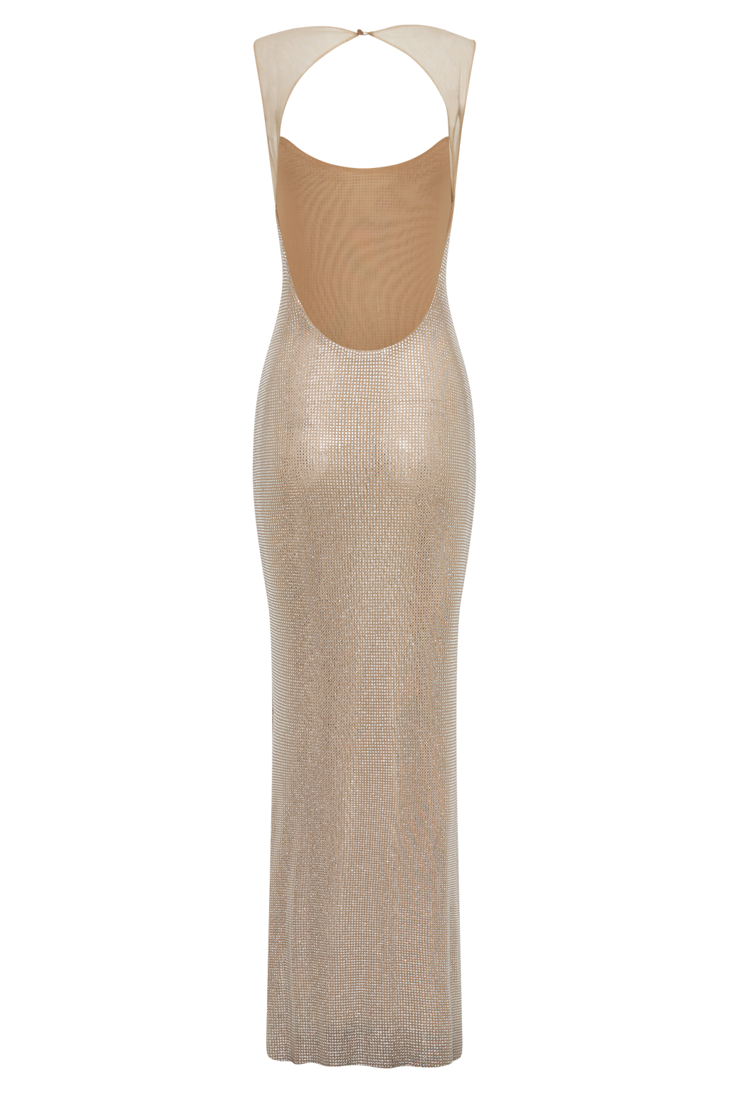 Jasmyn Hot Fix Maxi Dress With Mesh Back in Nude – Chic&Drifts