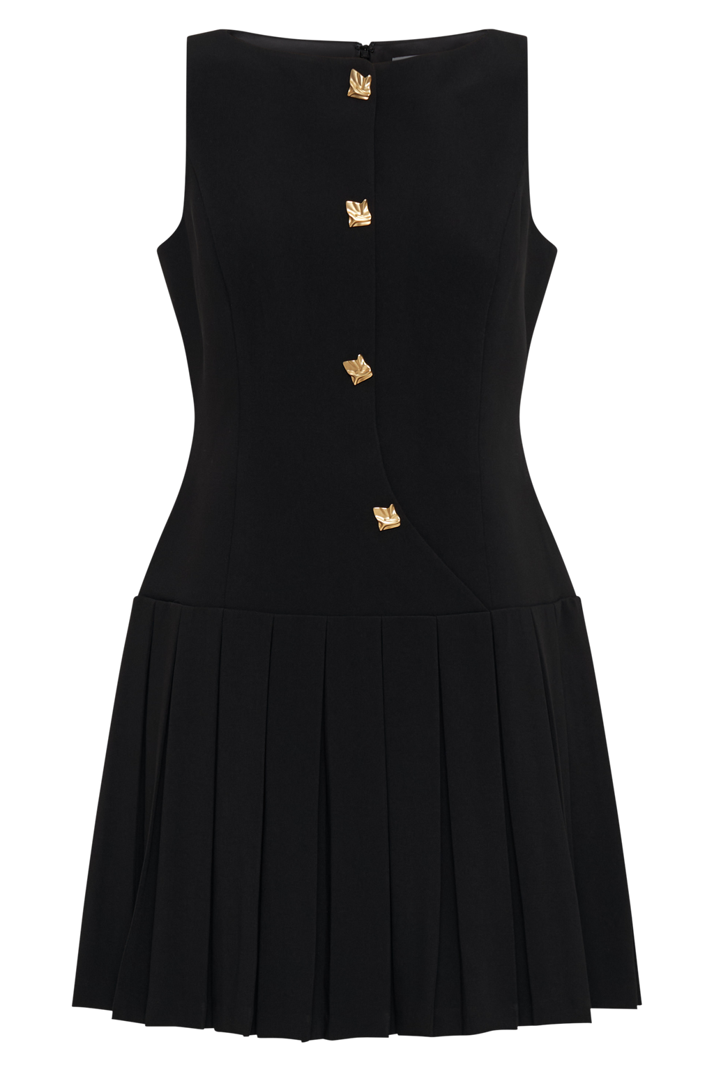 Mackenzie Sleeveless Pleated Mini Dress in Black – Chic&Drifts