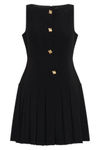 Mackenzie Sleeveless Pleated Mini Dress in Black – Chic&Drifts