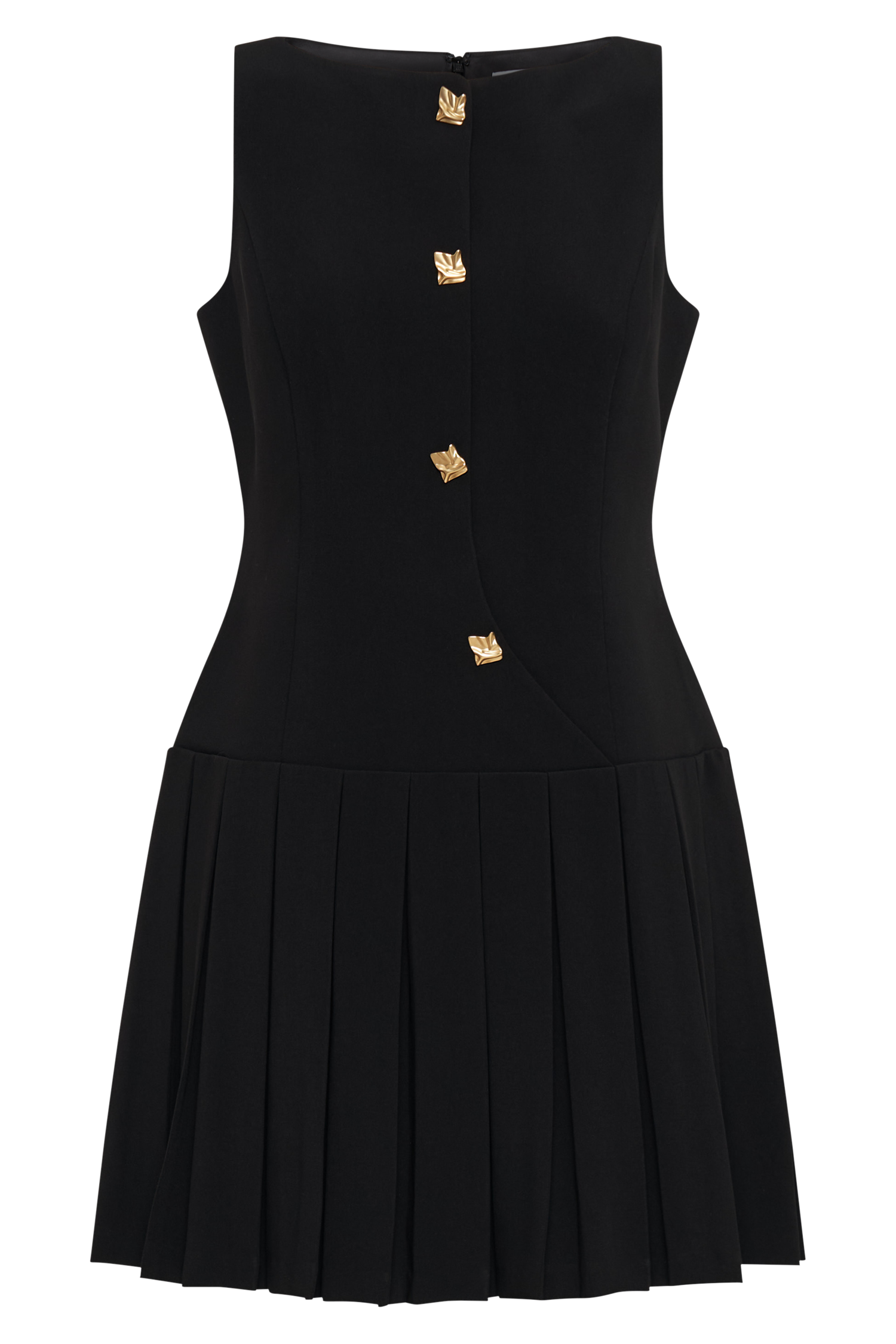 Mackenzie Sleeveless Pleated Mini Dress in Black – Chic&Drifts