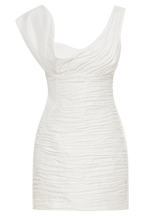 Farrah Structured Draped Mini Dress in White – Chic&Drifts