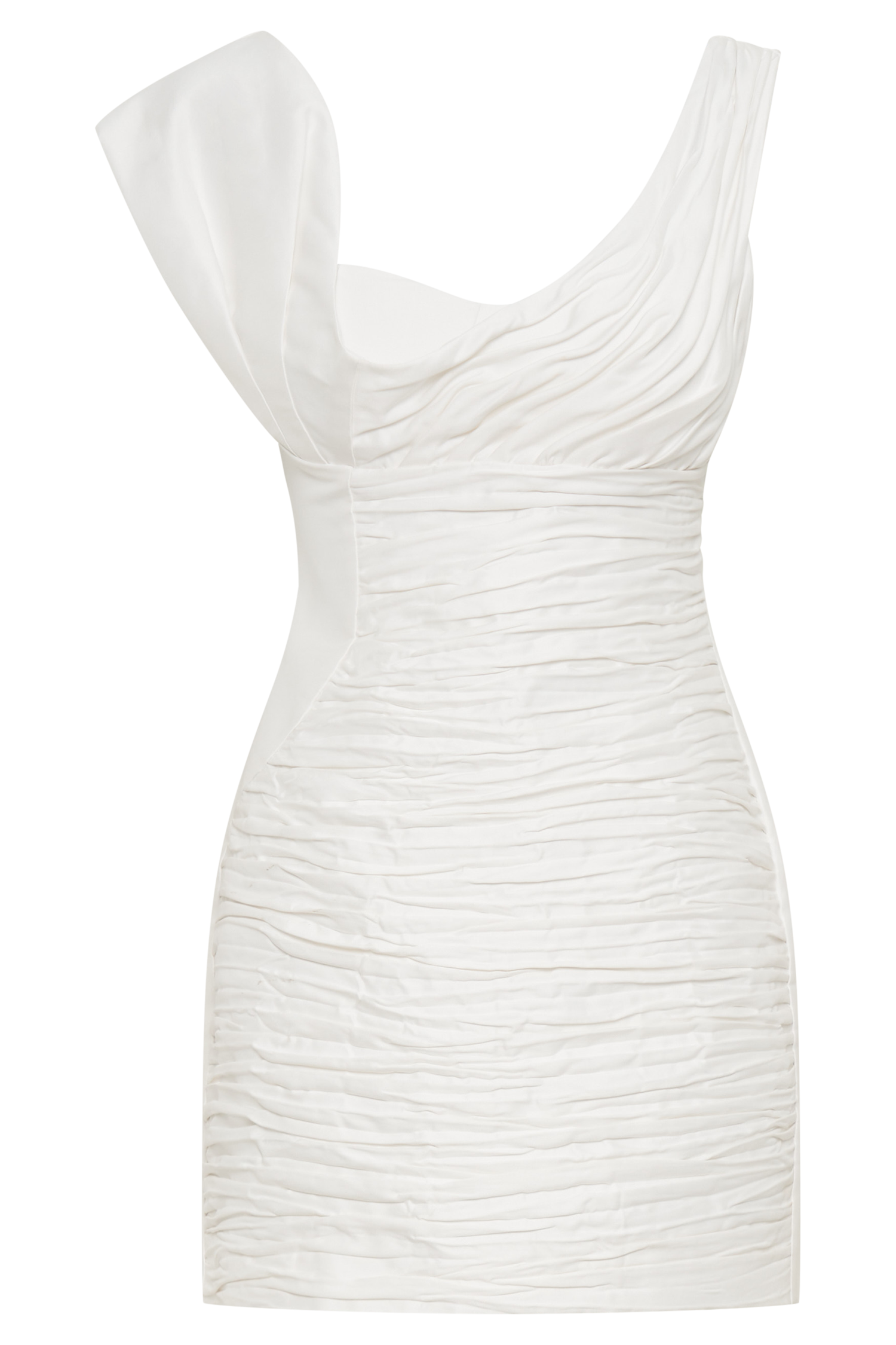 Farrah Structured Draped Mini Dress in White – Chic&Drifts