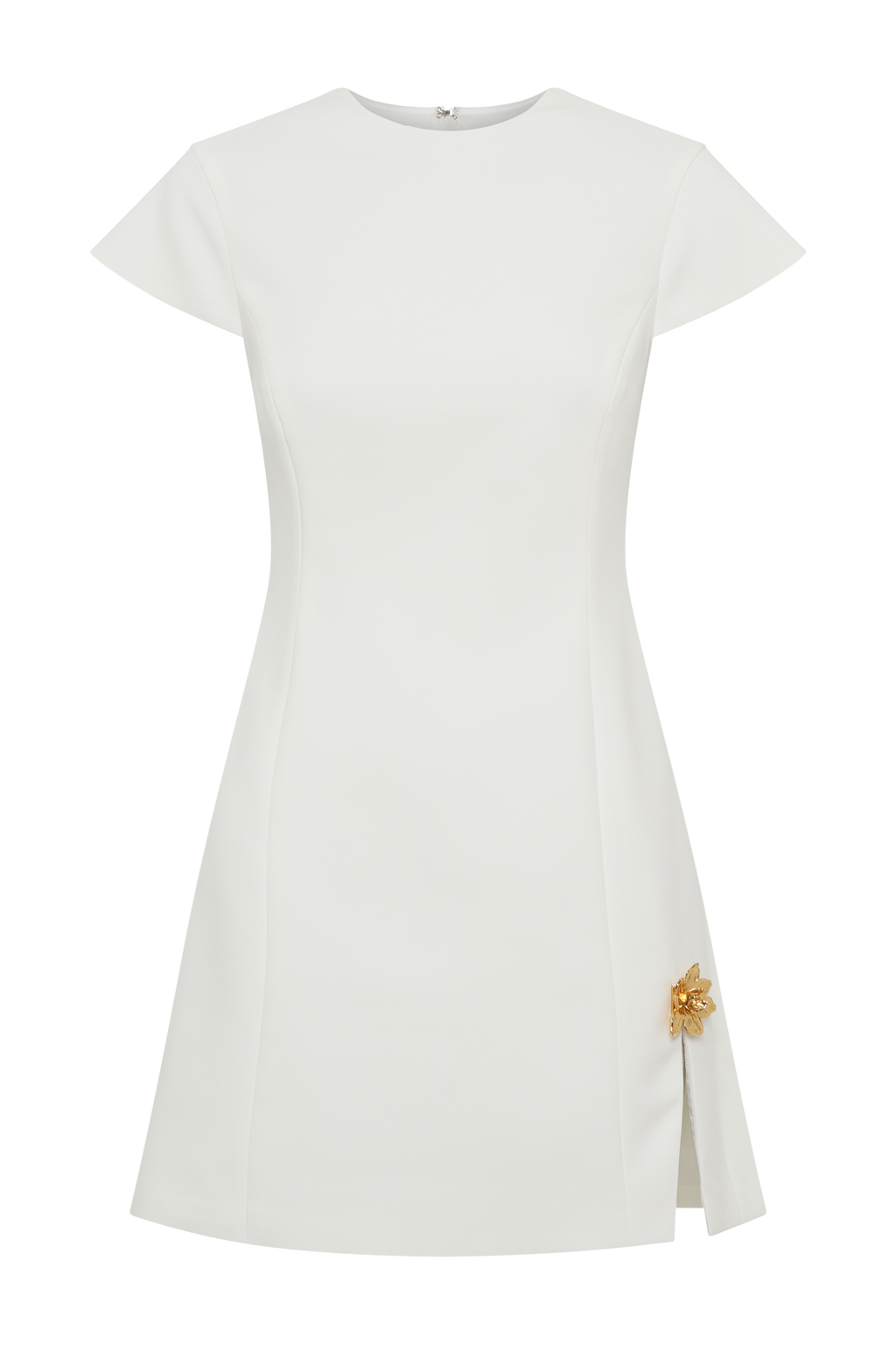 Remi Suiting Mini Dress With Floral Hardware in White – Chic&Drifts