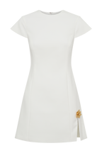 Remi Suiting Mini Dress With Floral Hardware in White – Chic&Drifts