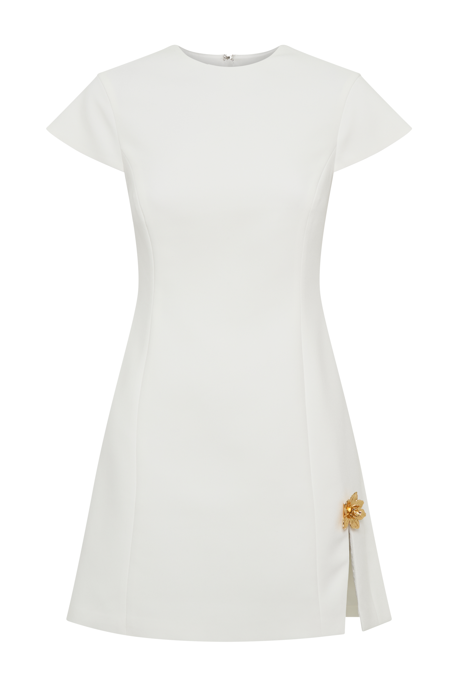 Remi Suiting Mini Dress With Floral Hardware in White – Chic&Drifts