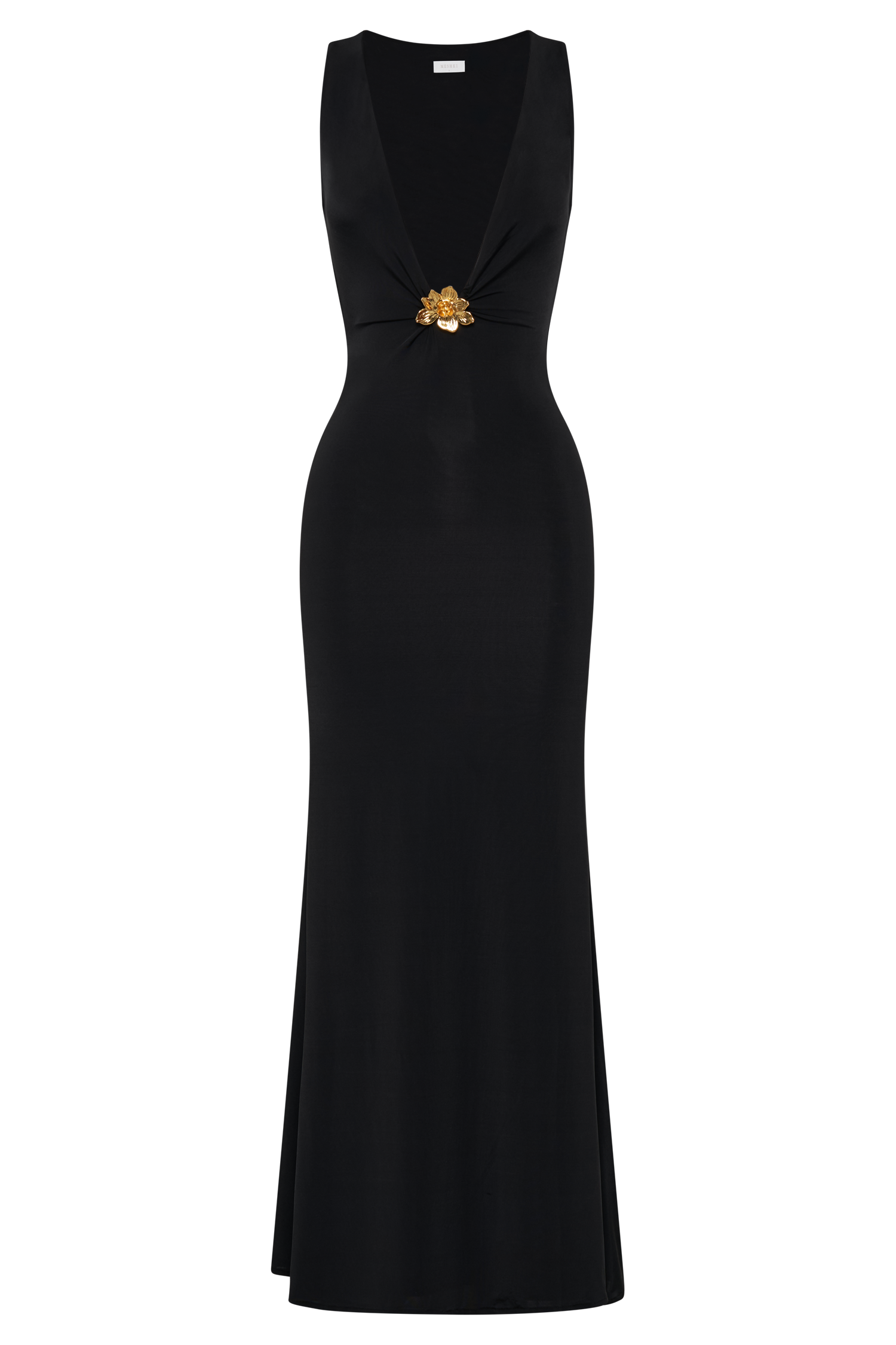 Beck Plunge Maxi Dress With Floral Hardware in Black – Chic&Drifts