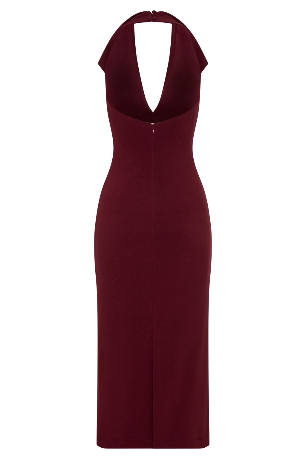 Annita Crepe Halter Midi Dress in Merlot – Chic&Drifts
