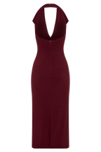 Annita Crepe Halter Midi Dress in Merlot – Chic&Drifts