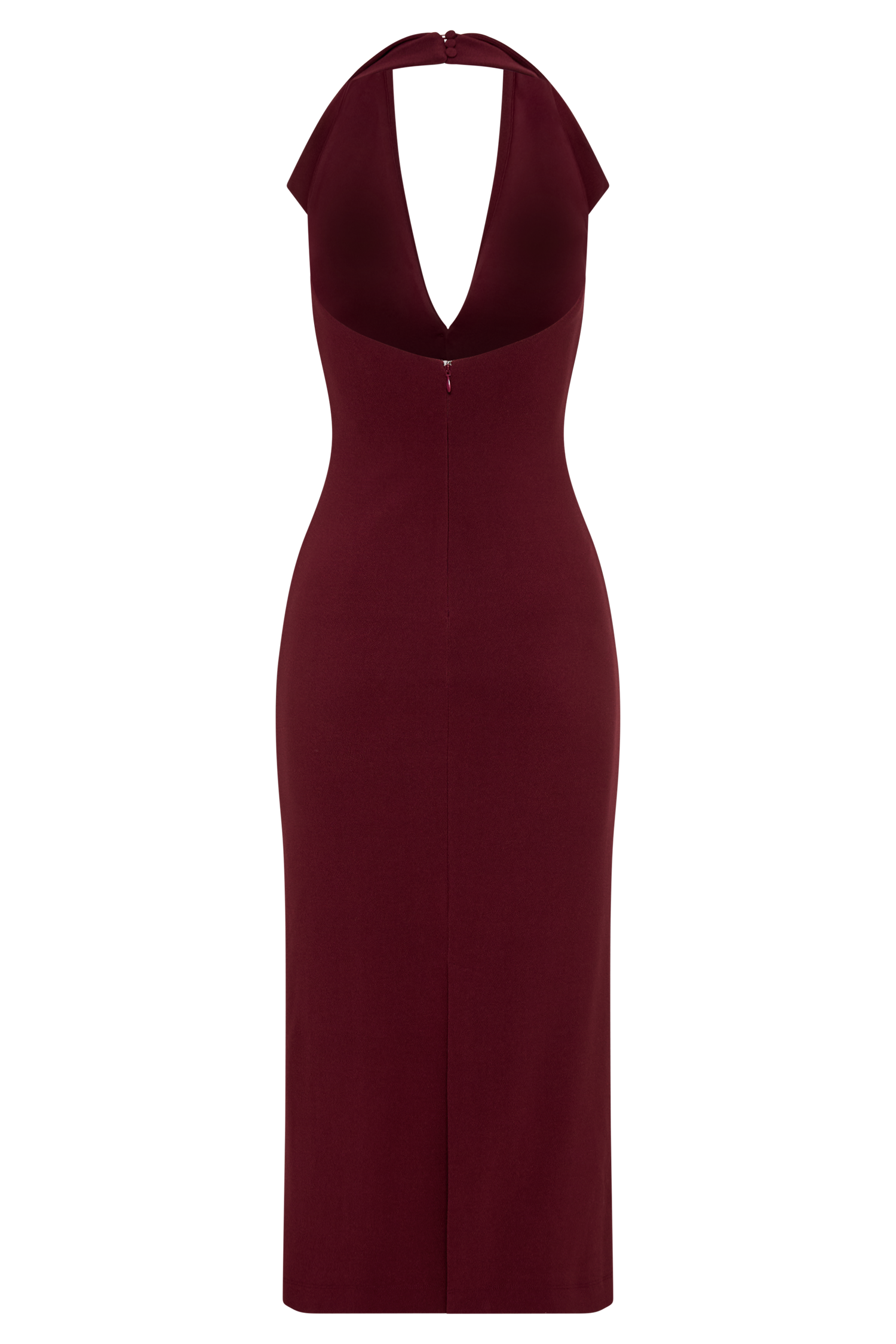 Annita Crepe Halter Midi Dress in Merlot – Chic&Drifts