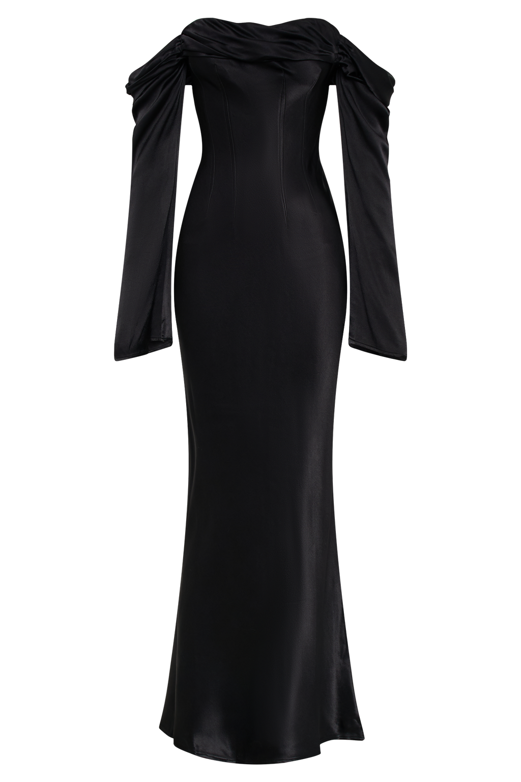 Giselle Off Shoulder Cowl Neck Maxi Dress in Black – Chic&Drifts