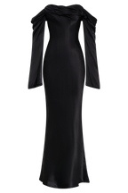 Giselle Off Shoulder Cowl Neck Maxi Dress in Black – Chic&Drifts