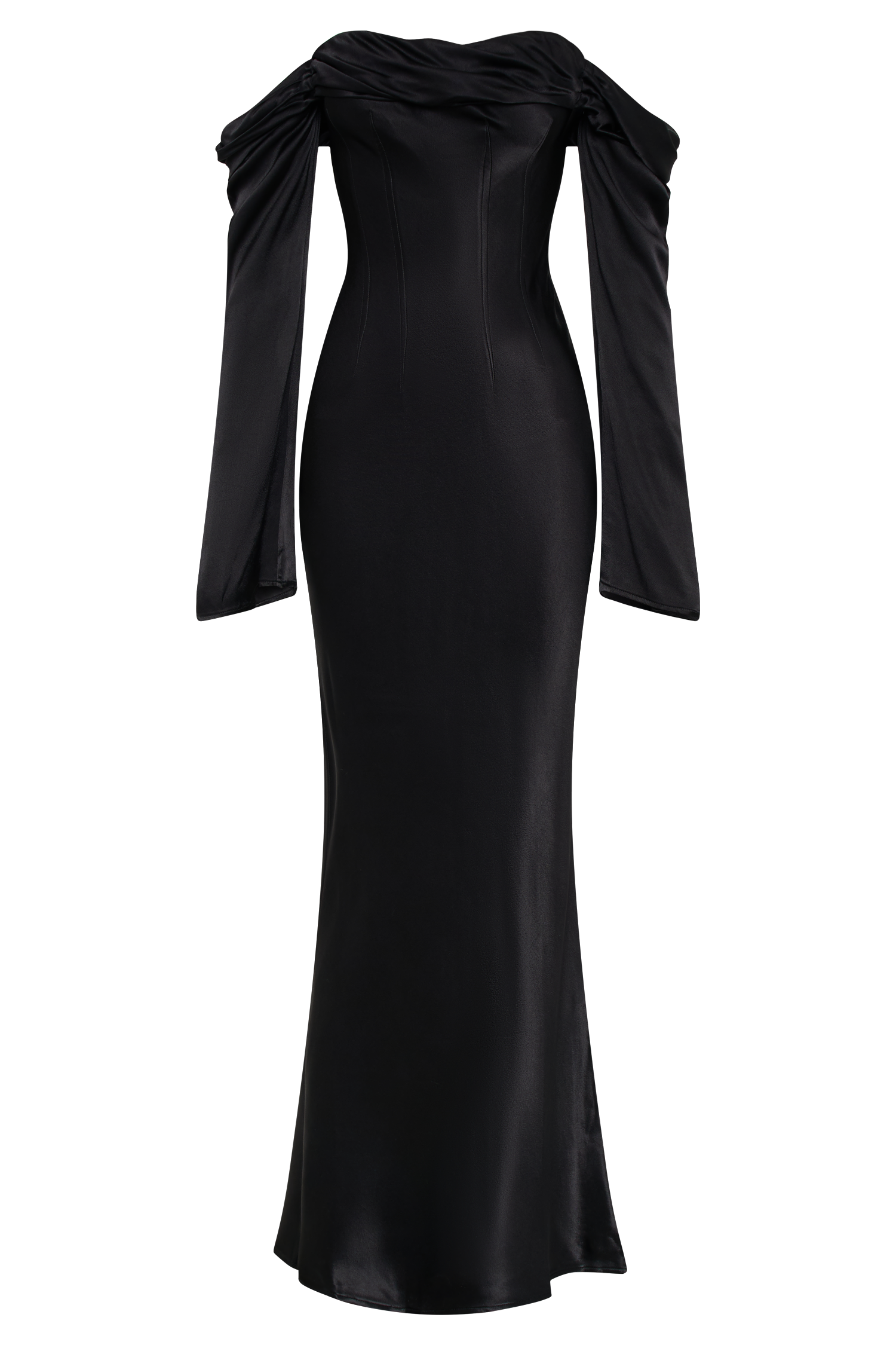 Giselle Off Shoulder Cowl Neck Maxi Dress in Black – Chic&Drifts