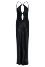 Lucia Satin Cut Out Maxi Dress in Black – Chic&Drifts