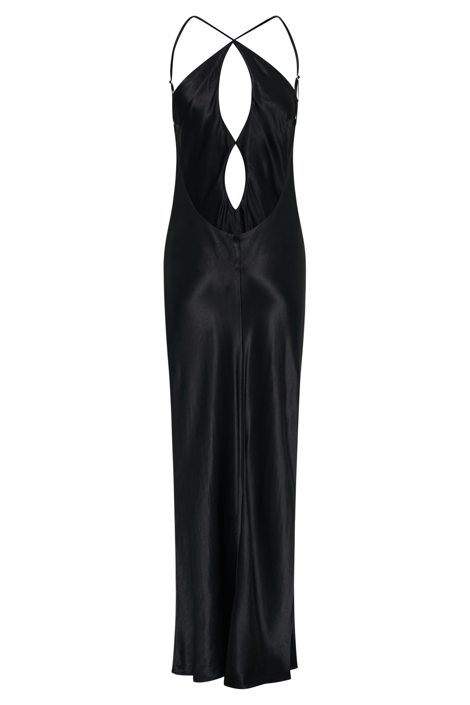 Lucia Satin Cut Out Maxi Dress in Black – Chic&Drifts
