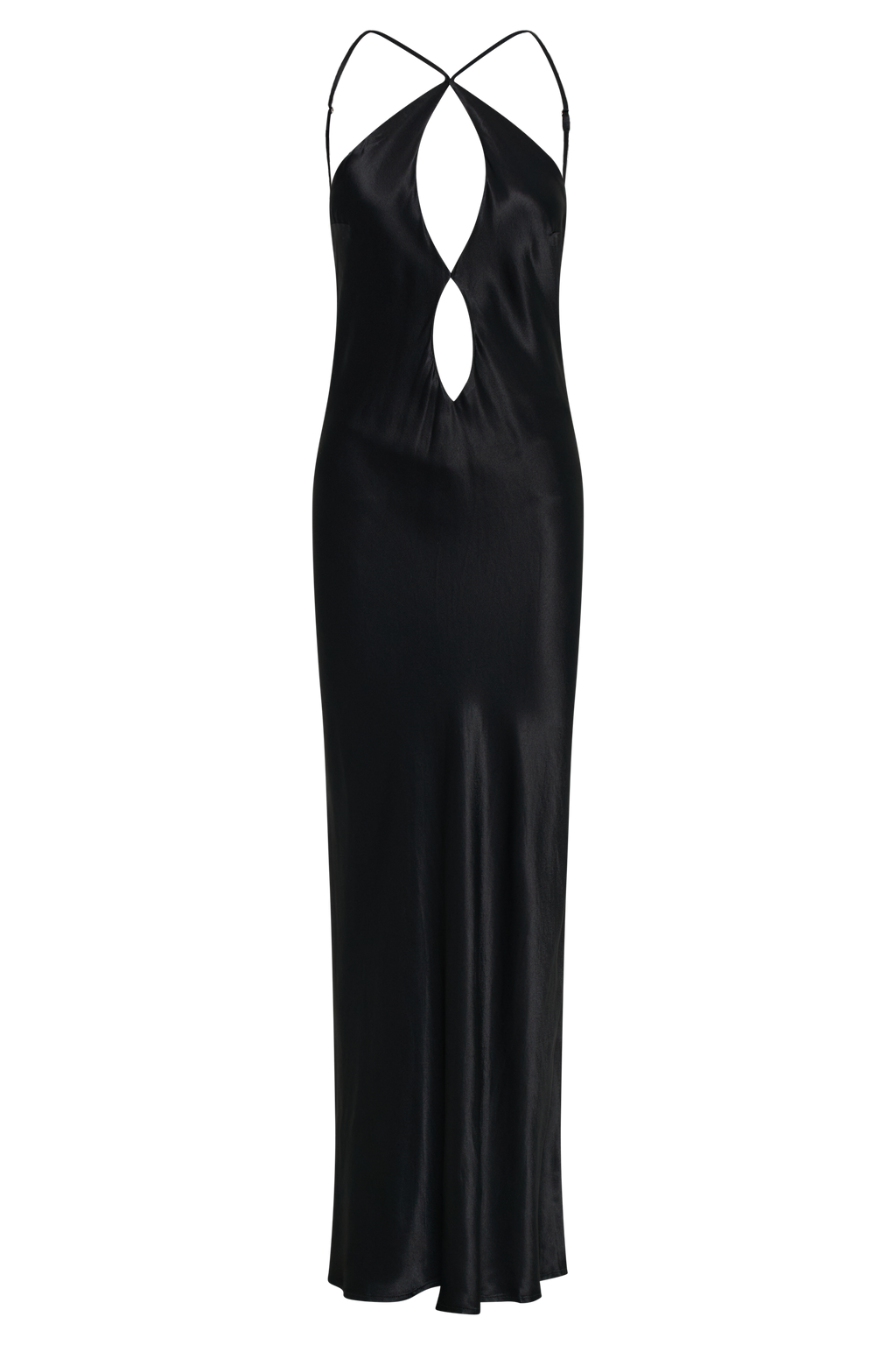 Lucia Satin Cut Out Maxi Dress in Black – Chic&Drifts