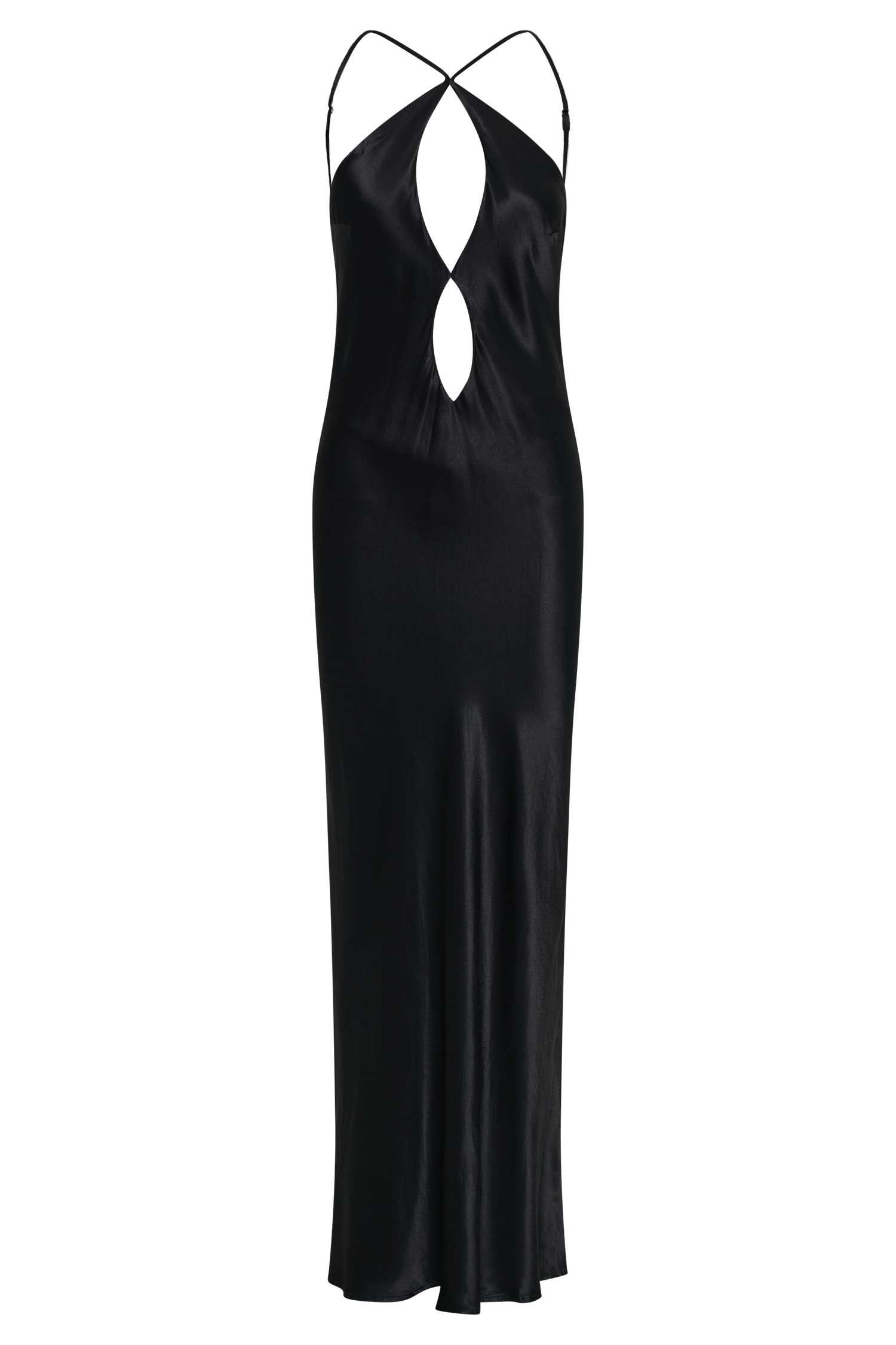 Lucia Satin Cut Out Maxi Dress in Black – Chic&Drifts