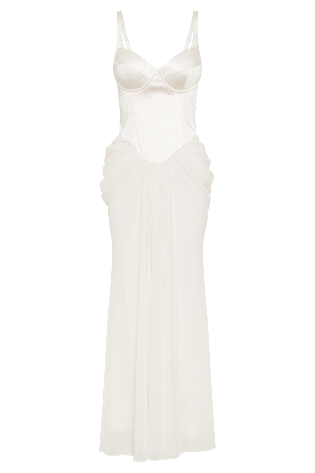 Leila Satin Corset Maxi Dress in Ivory – Chic&Drifts