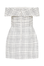Helena Tweed Off Shoulder Mini Dress in White Check – Chic&Drifts