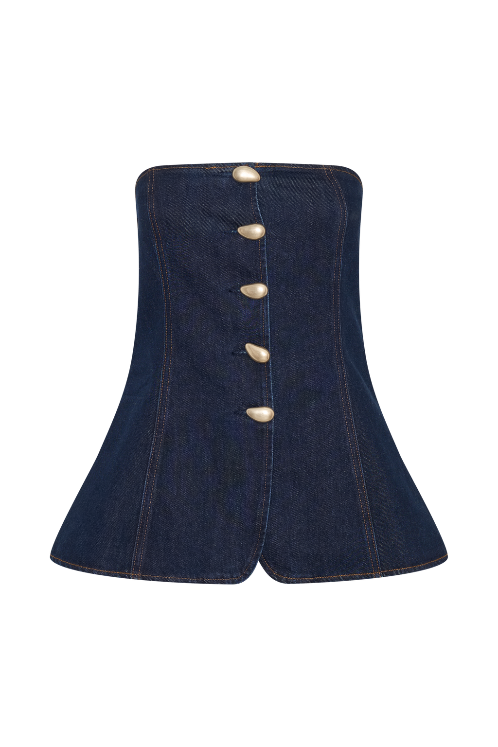 Lennox Strapless Long Line Button Top in Indigo Blue – Chic&Drifts