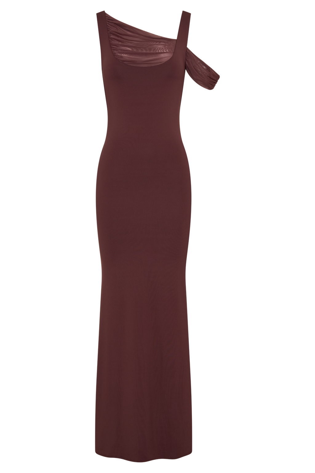 Janette Recycled Nylon And Mesh Sleeveless Maxi Dress in Mahogany – Chic&Drifts