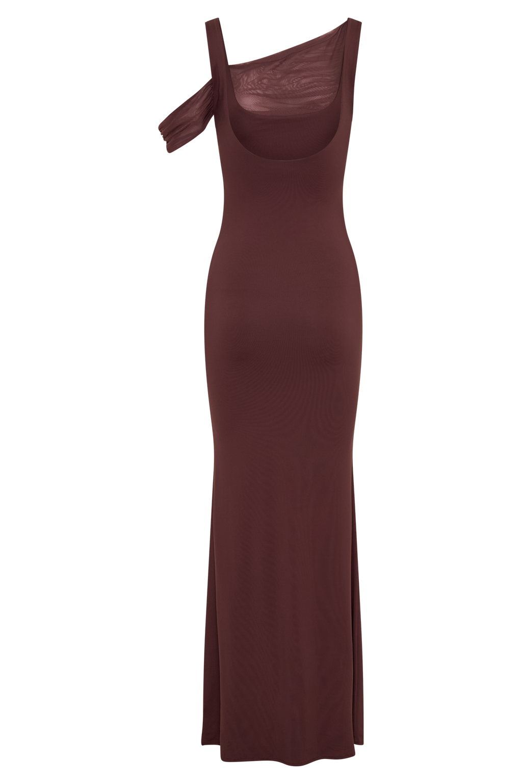 Janette Recycled Nylon And Mesh Sleeveless Maxi Dress in Mahogany – Chic&Drifts