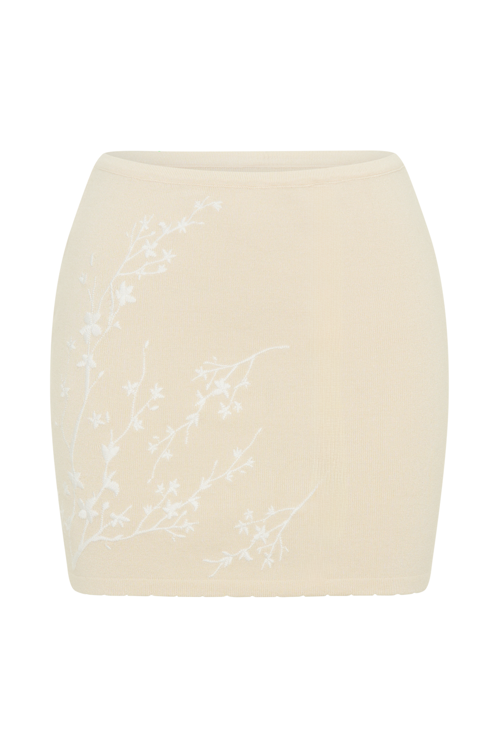 Monroe Embroidered Knit Mini Skirt in Cream And Ivory – Chic&Drifts