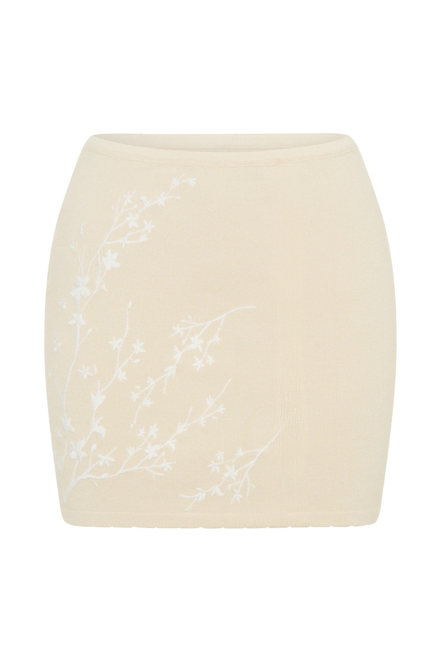 Monroe Embroidered Knit Mini Skirt in Cream And Ivory – Chic&Drifts