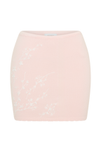 Monroe Embroidered Knit Mini Skirt in Baby Pink And Ivory – Chic&Drifts