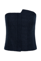 Parker Boucle Strapless Asymmetric Top in Midnight Blue – Chic&Drifts