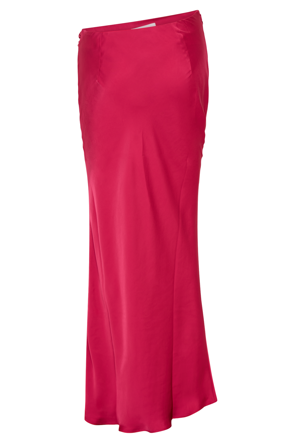 Nicola Satin Asymmetric Maxi Skirt in Pink Cherry – Chic&Drifts