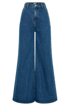 Jen Wide Leg Flare Jeans in Dark Blue – Chic&Drifts