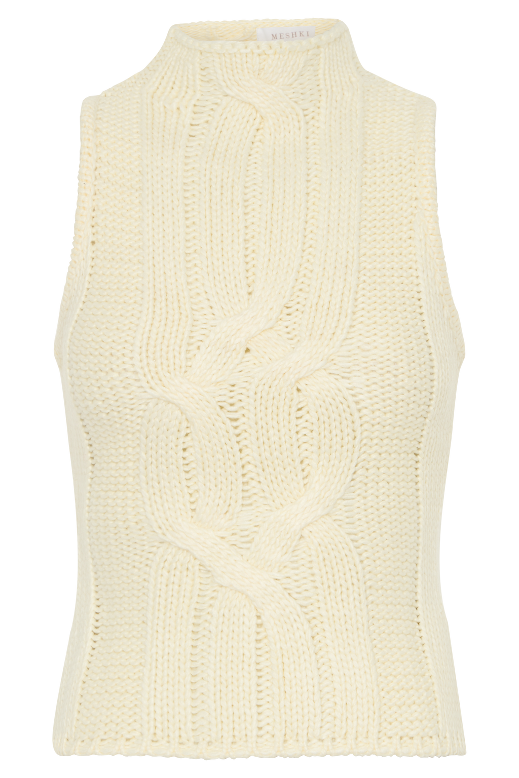 Roberta High Neck Cable Knit Top in Ivory – Chic&Drifts