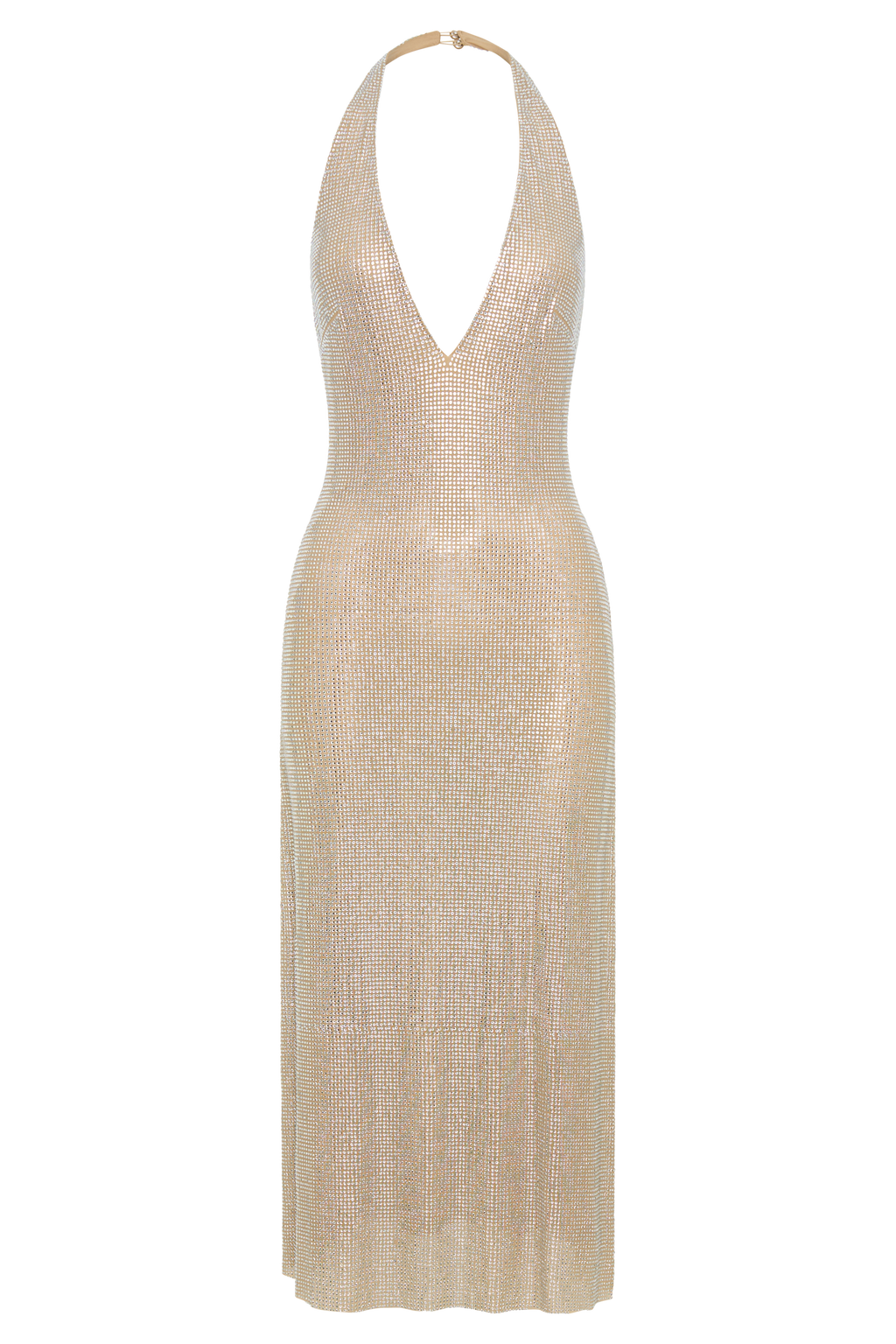Genie Diamante Halter Midi Dress in Nude – Chic&Drifts