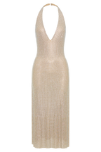Genie Diamante Halter Midi Dress in Nude – Chic&Drifts