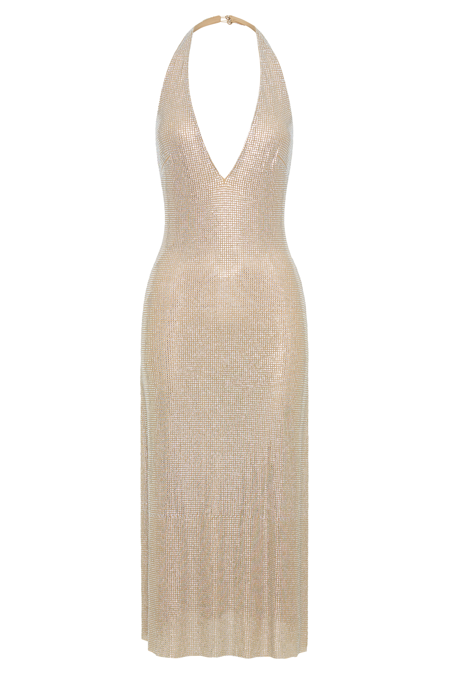 Genie Diamante Halter Midi Dress in Nude – Chic&Drifts