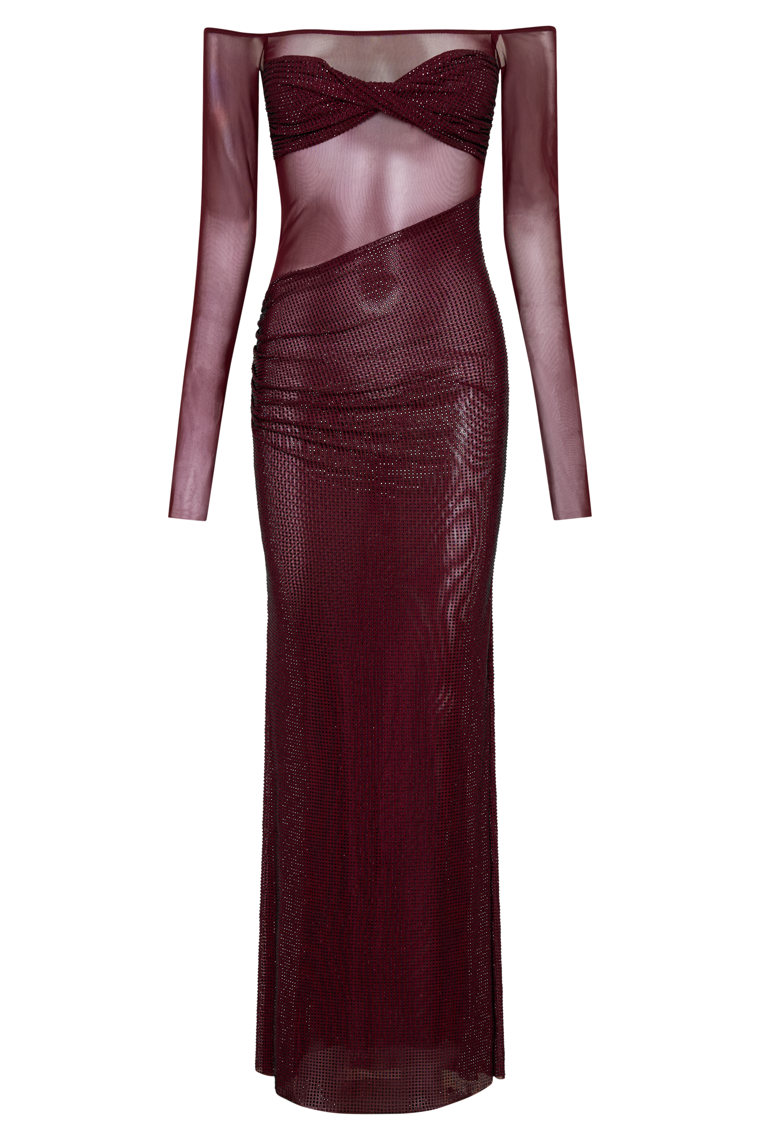Nash Diamante Off Shoulder Maxi Dress in Mahogany – Chic&Drifts