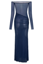 Nash Diamante Off Shoulder Maxi Dress in Navy – Chic&Drifts
