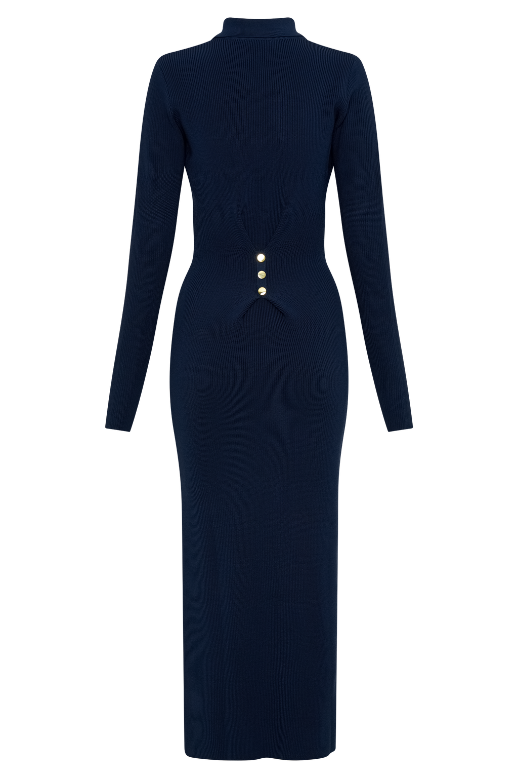 Abbey Buttoned Knit Midi Dress in Navy – Chic&Drifts
