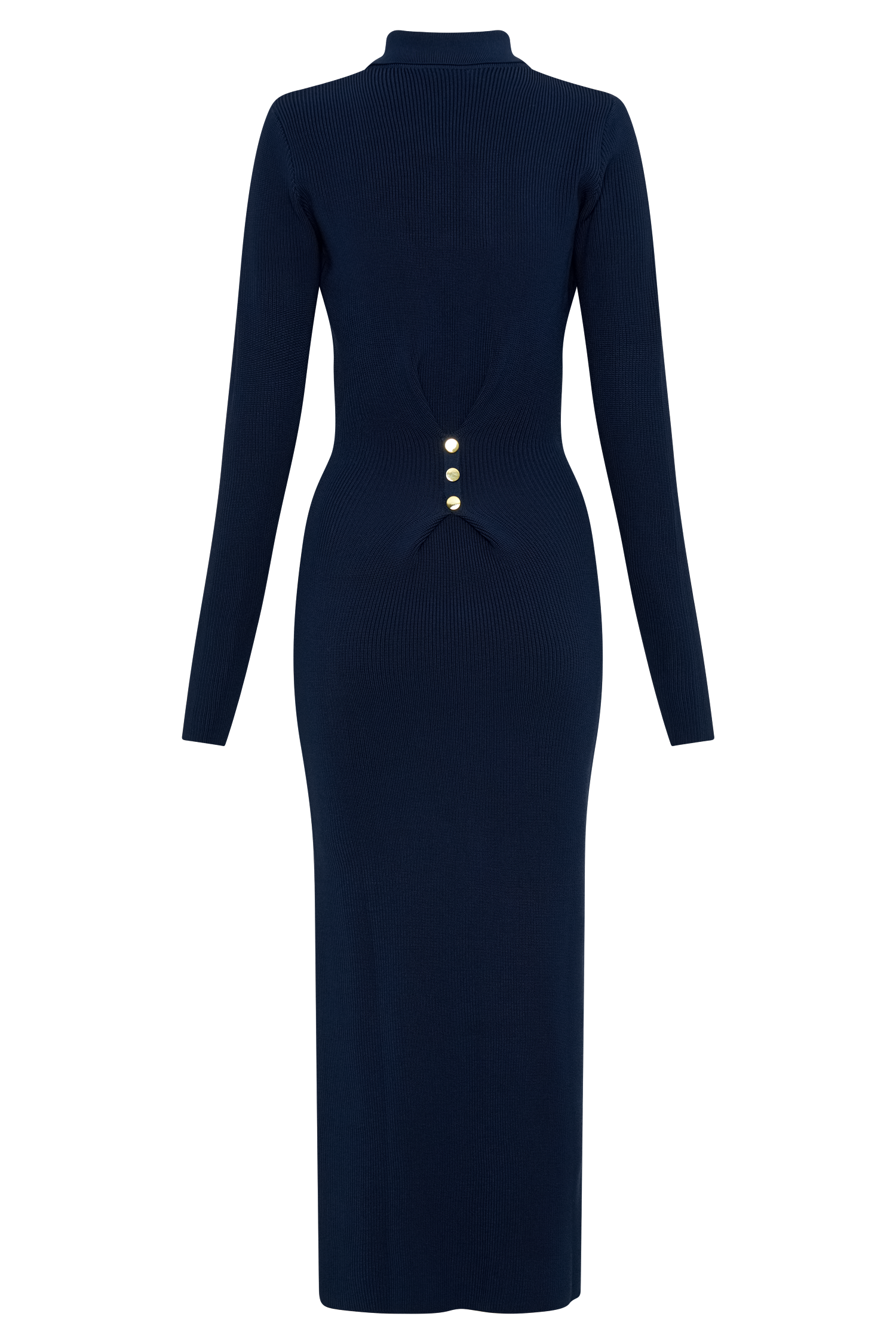 Abbey Buttoned Knit Midi Dress in Navy – Chic&Drifts