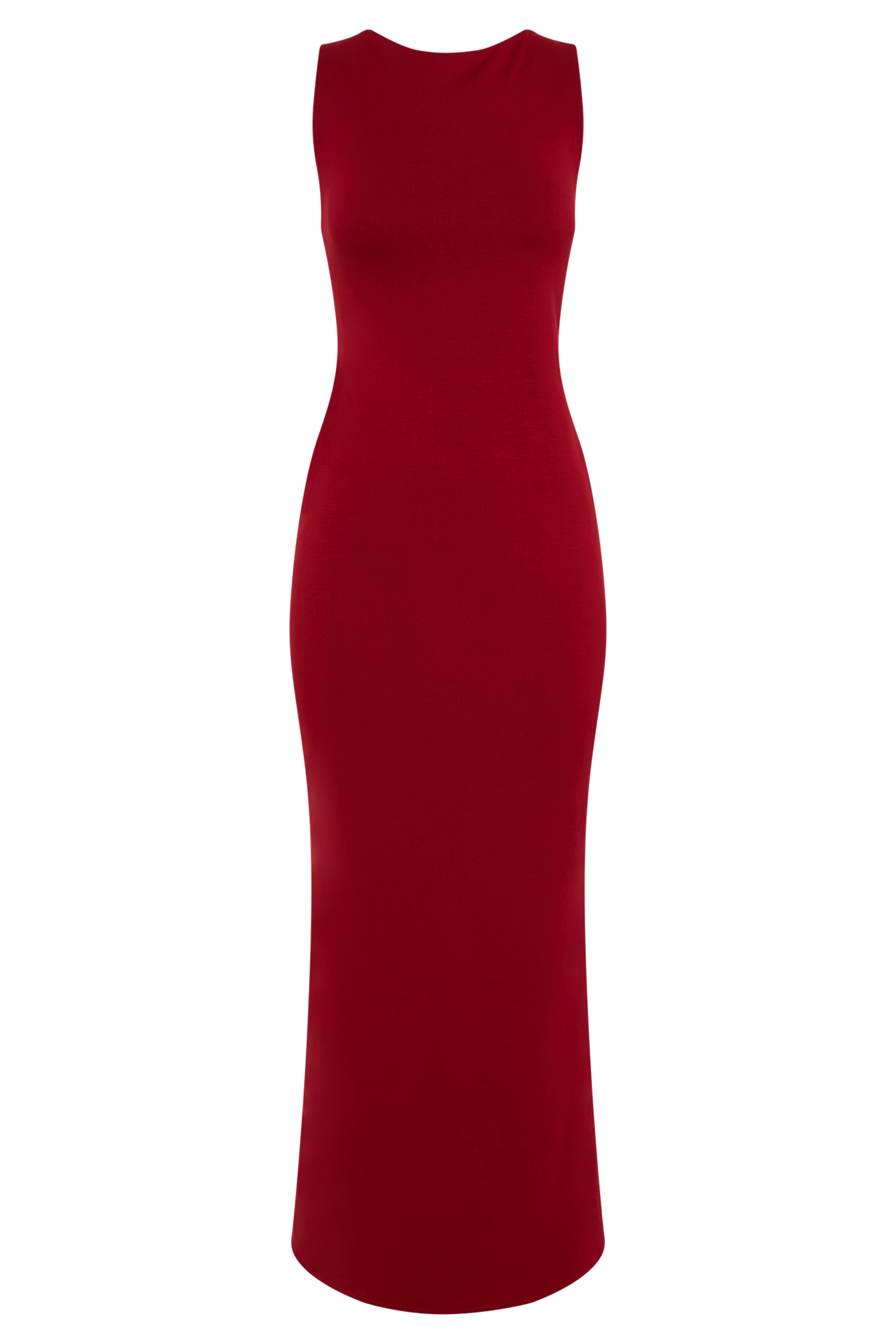 Catelyn Asymmetrical Scuba Jersey Midi Dress in Ruby – Chic&Drifts