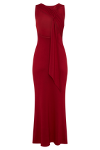 Catelyn Asymmetrical Scuba Jersey Midi Dress in Ruby – Chic&Drifts