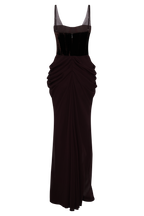 Roxanne Velvet Corset Maxi Dress in Cacao Brown – Chic&Drifts