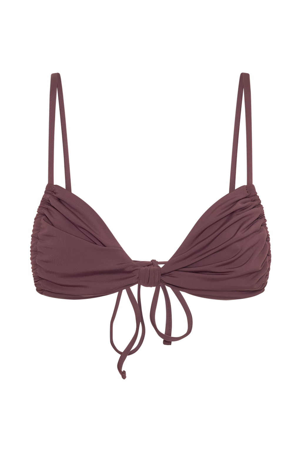 Rosmunda Ruched Bikini Top in Chocolate – Chic&Drifts