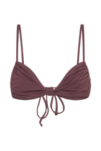 Rosmunda Ruched Bikini Top in Chocolate – Chic&Drifts