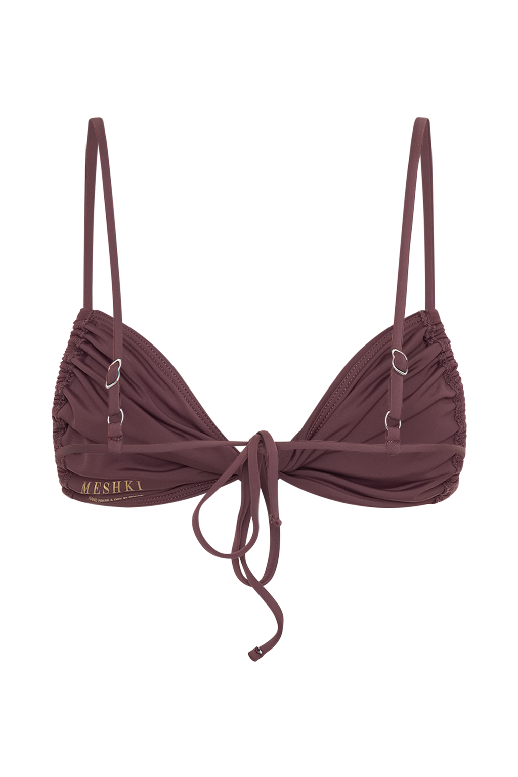 Rosmunda Ruched Bikini Top in Chocolate – Chic&Drifts